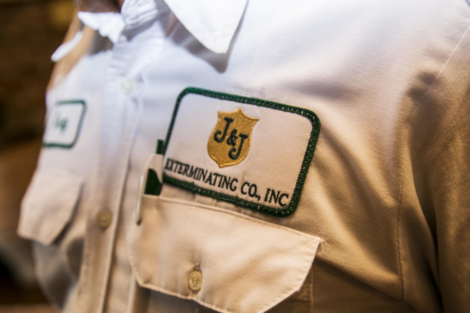 J&J Exterminating, a local pest control company displaying their badge